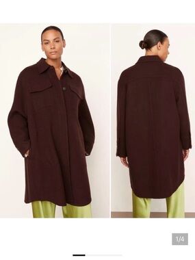 Vince Brown Wool Pea Coat in Chocolate Brown